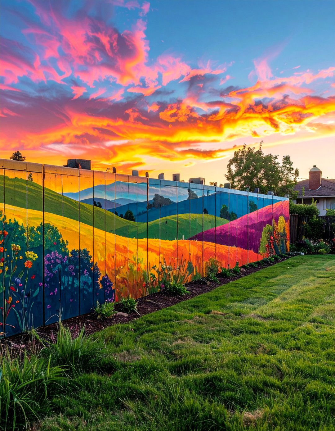 Painted Mural Garden Fence - 40 Garden Fence Ideas to Enhance Your Outdoor Space