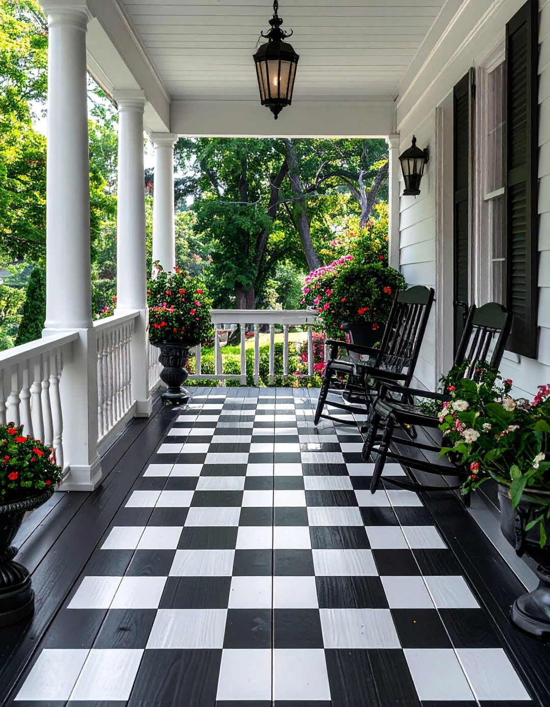 Painting the Porch Floor with a Pattern - 40 Front Porch Ideas to Welcome Guests in Style