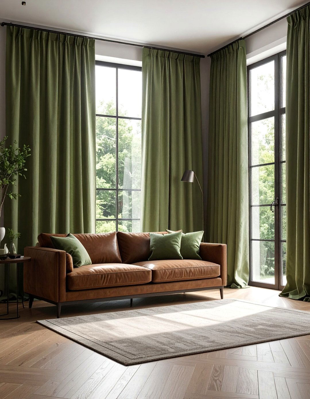 Pairing Sage Green Curtains with Brown Furniture - 20 Sage Green and Brown Living Room Ideas for Balance