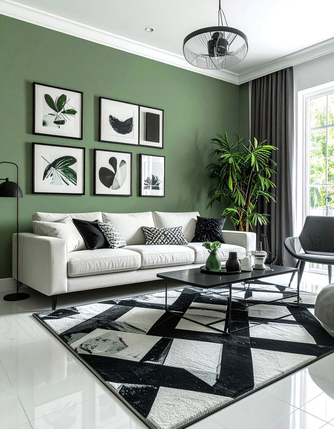Pairing Sage Green with Black and White Decor - 40 Sage Green Paint Color Ideas for a Serene Home
