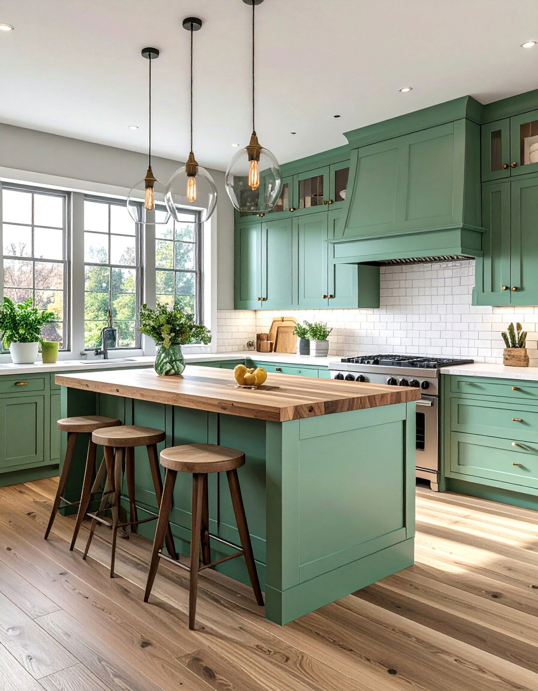 Pairing a Seafoam Green Kitchen with Butcher Block Countertops - 15 Seafoam Green Kitchen Ideas for a Fresh Look