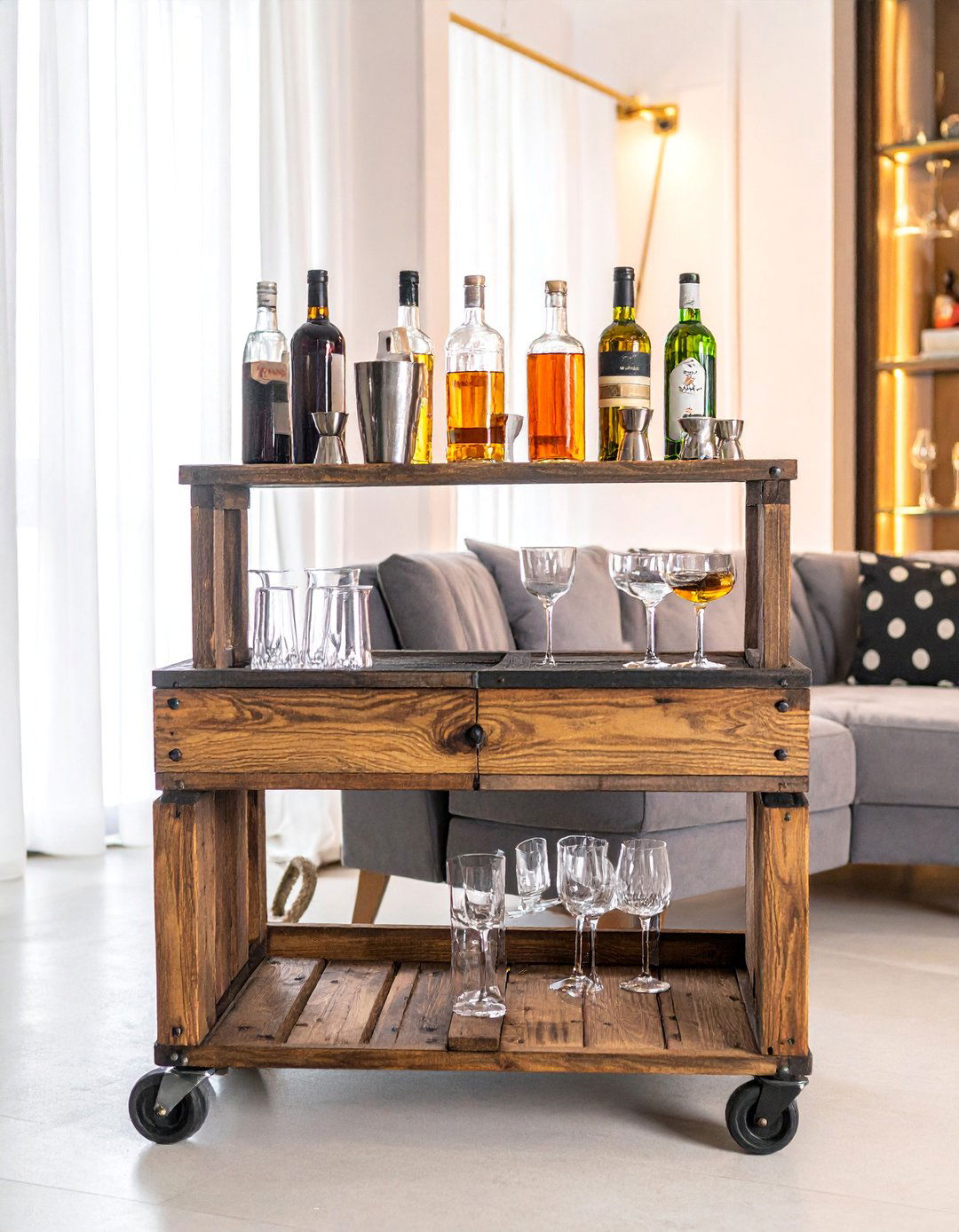 Pallet Bar Cart - 40 Creative Pallet Furniture Ideas for Your Home