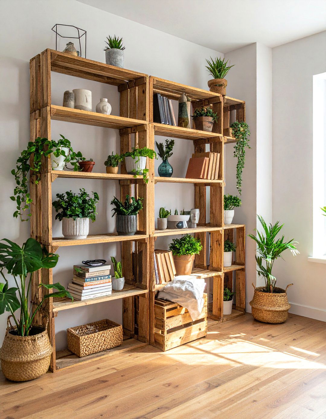 Pallet Corner Shelving Unit - 40 Creative Pallet Furniture Ideas for Your Home