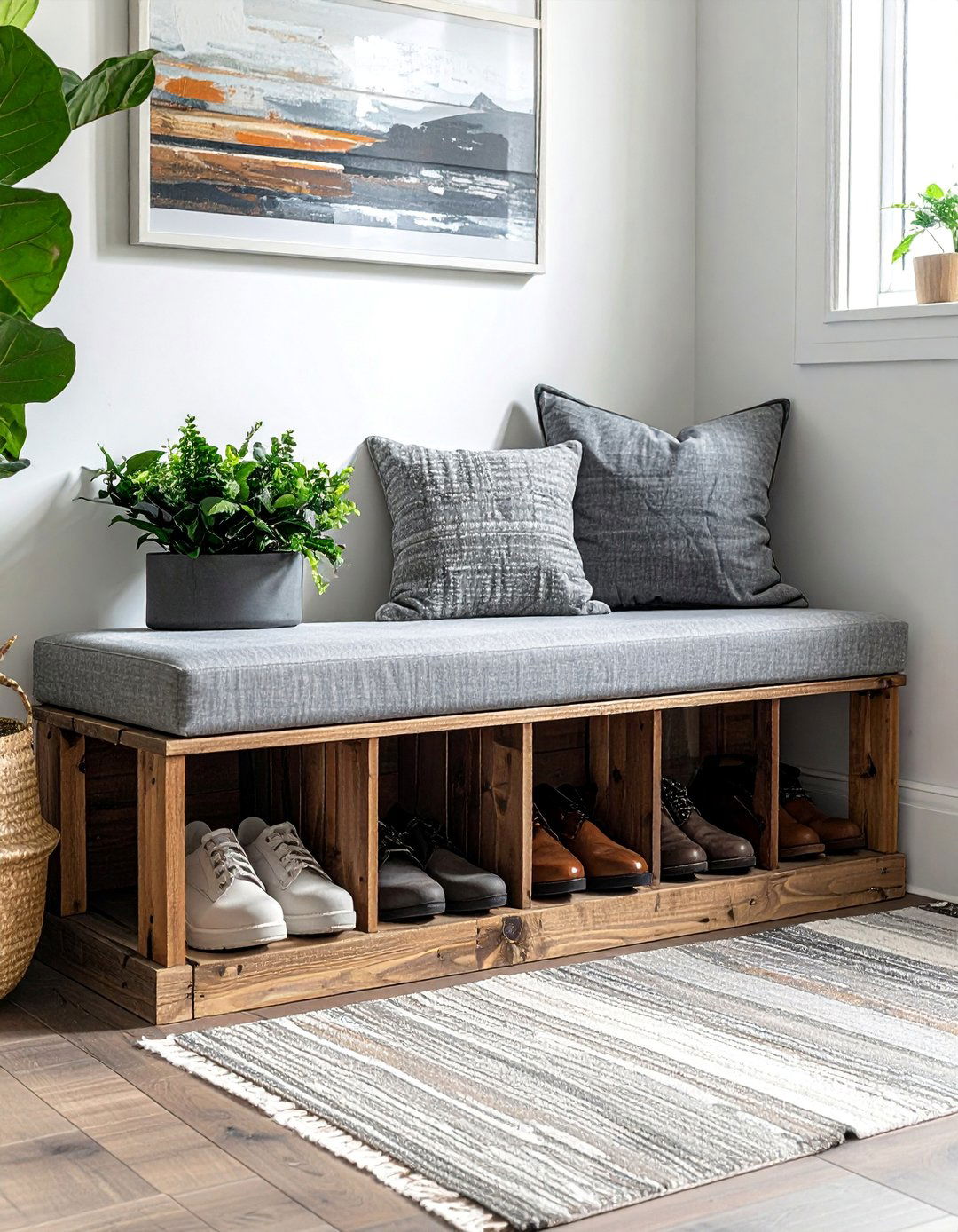 Pallet Entryway Bench with Shoe Storage - 40 Creative Pallet Furniture Ideas for Your Home
