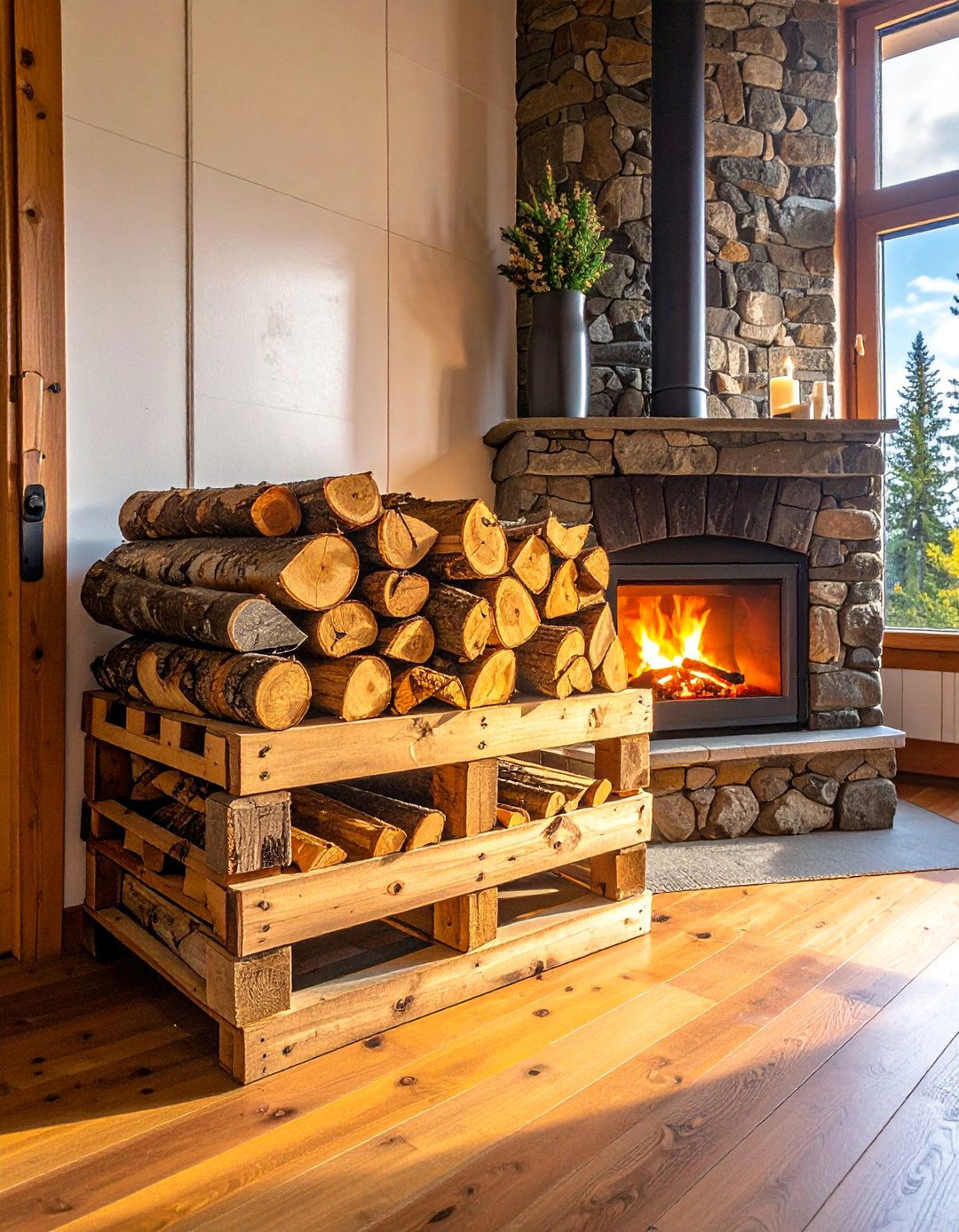Pallet Firewood Holder - 40 Creative Pallet Furniture Ideas for Your Home