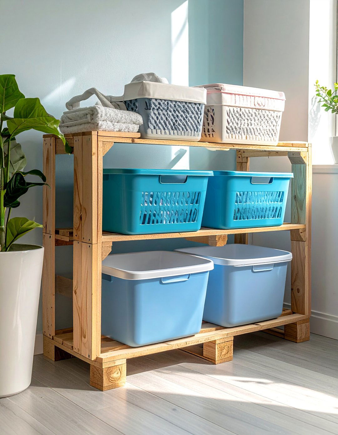 Pallet Laundry Basket Holder - 40 Creative Pallet Furniture Ideas for Your Home