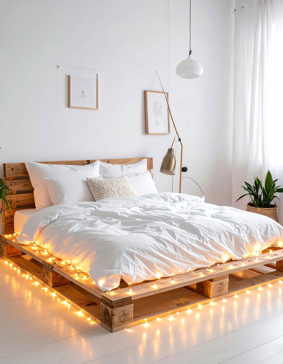 Pallet Platform Bed with Lights - 40 Creative Pallet Furniture Ideas for Your Home