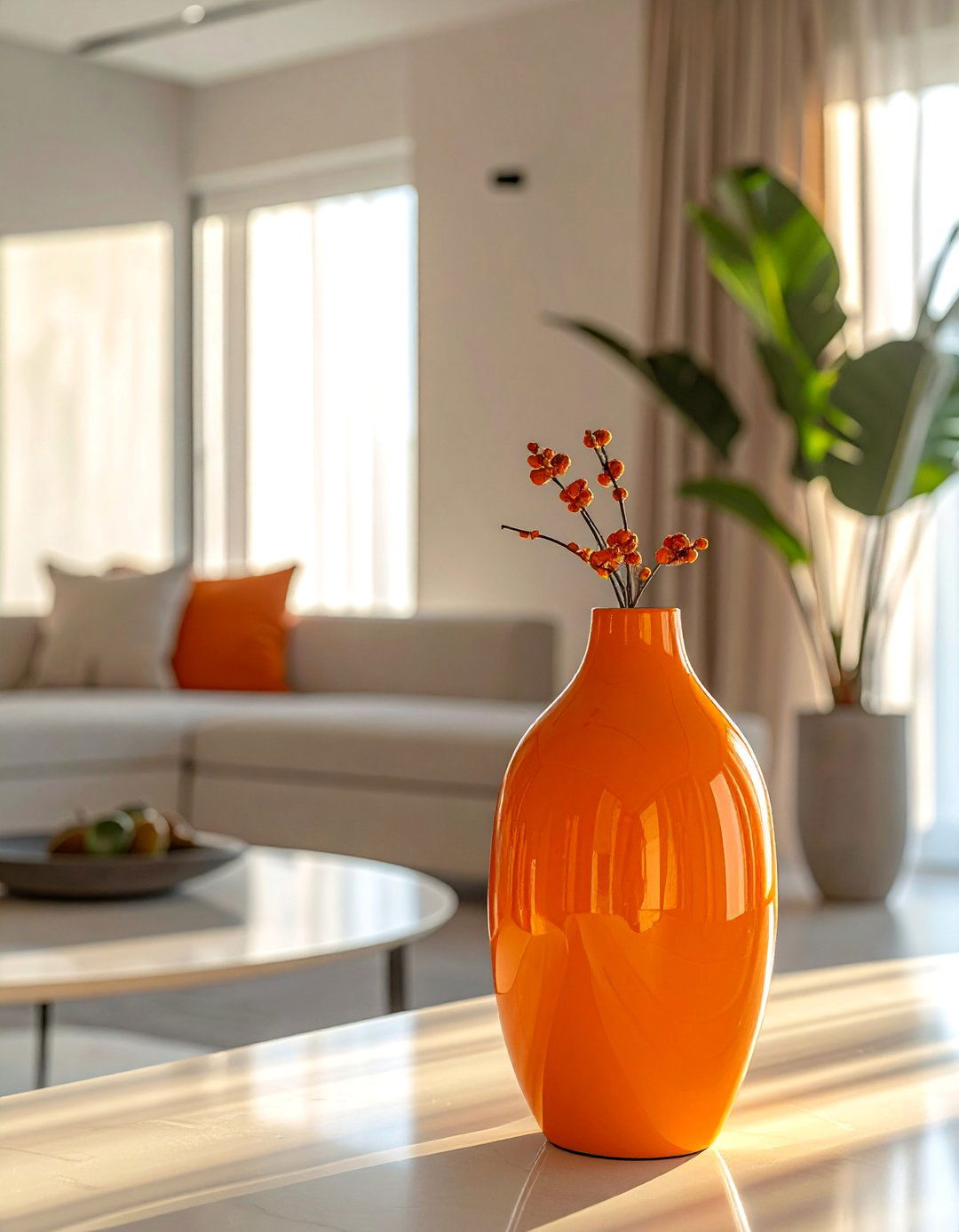 Papaya Orange Accents in a Minimalist Space - 30 Orange Room Ideas to Brighten Your Home