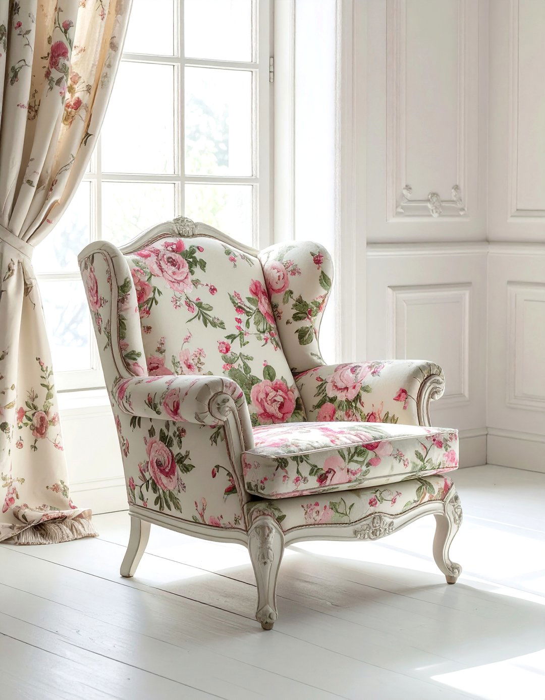 Pastel Floral Upholstered Armchair - 25 Shabby-chic Style Living Room Ideas for Charm