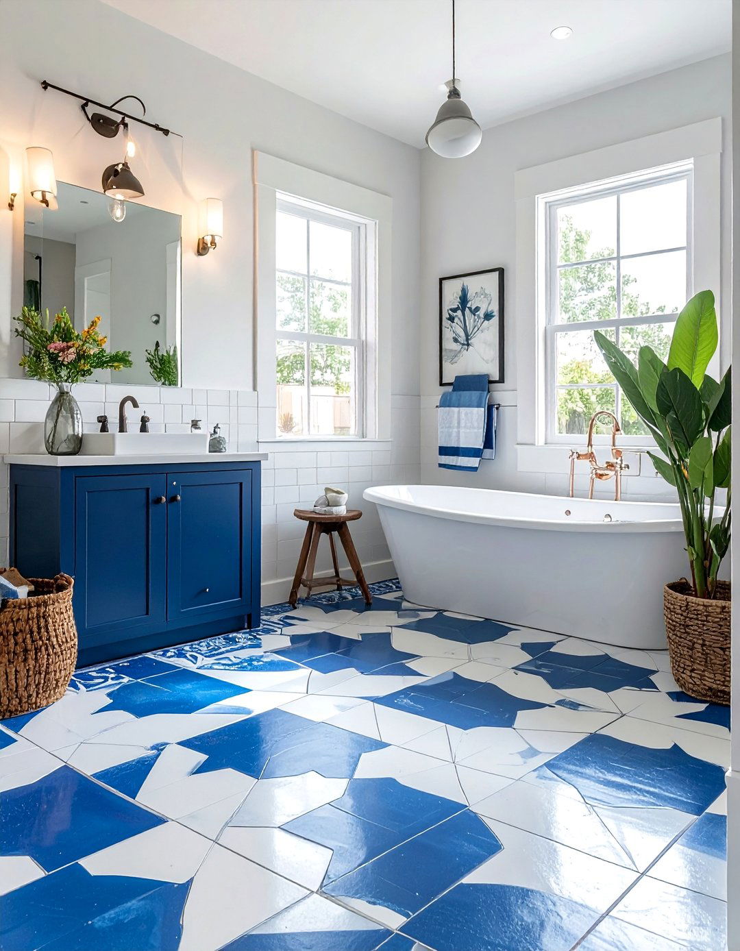Patterned Cement Tile Flooring - 40 Farmhouse Flooring Ideas to Enhance Your Home's Charm