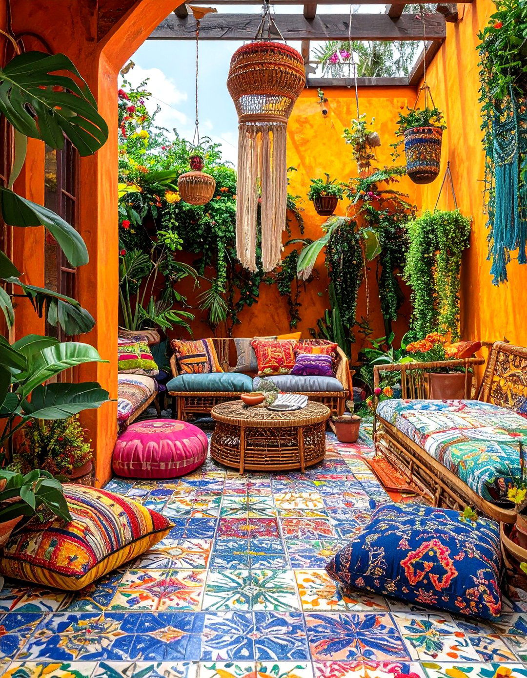 Patterned Encaustic Style Patio Tiles - 30 Patio Tile Ideas for a Stylish Outdoor Space