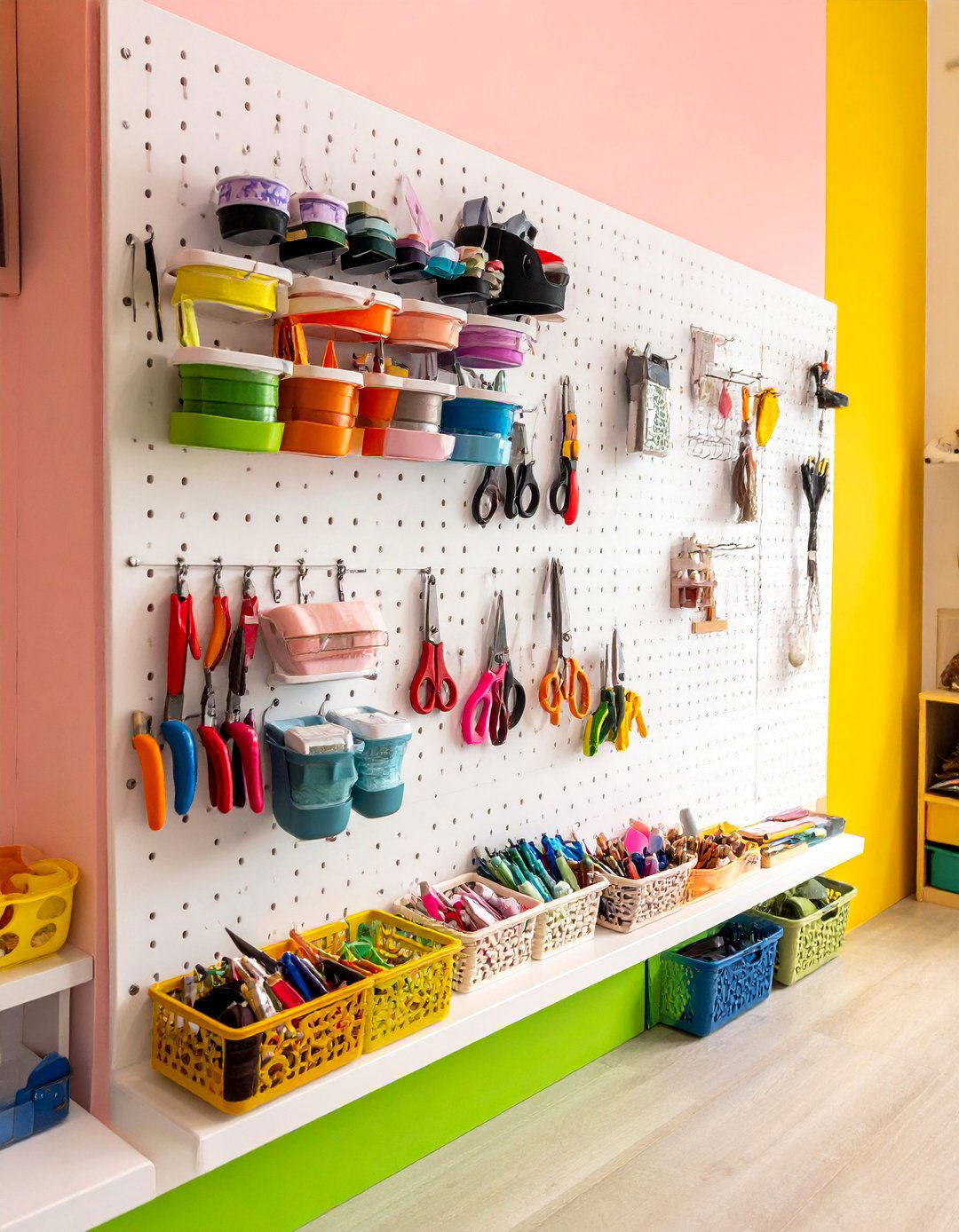 Pegboard Wall Organization System - 25 Craft Room Ideas for an Organized and Creative Space