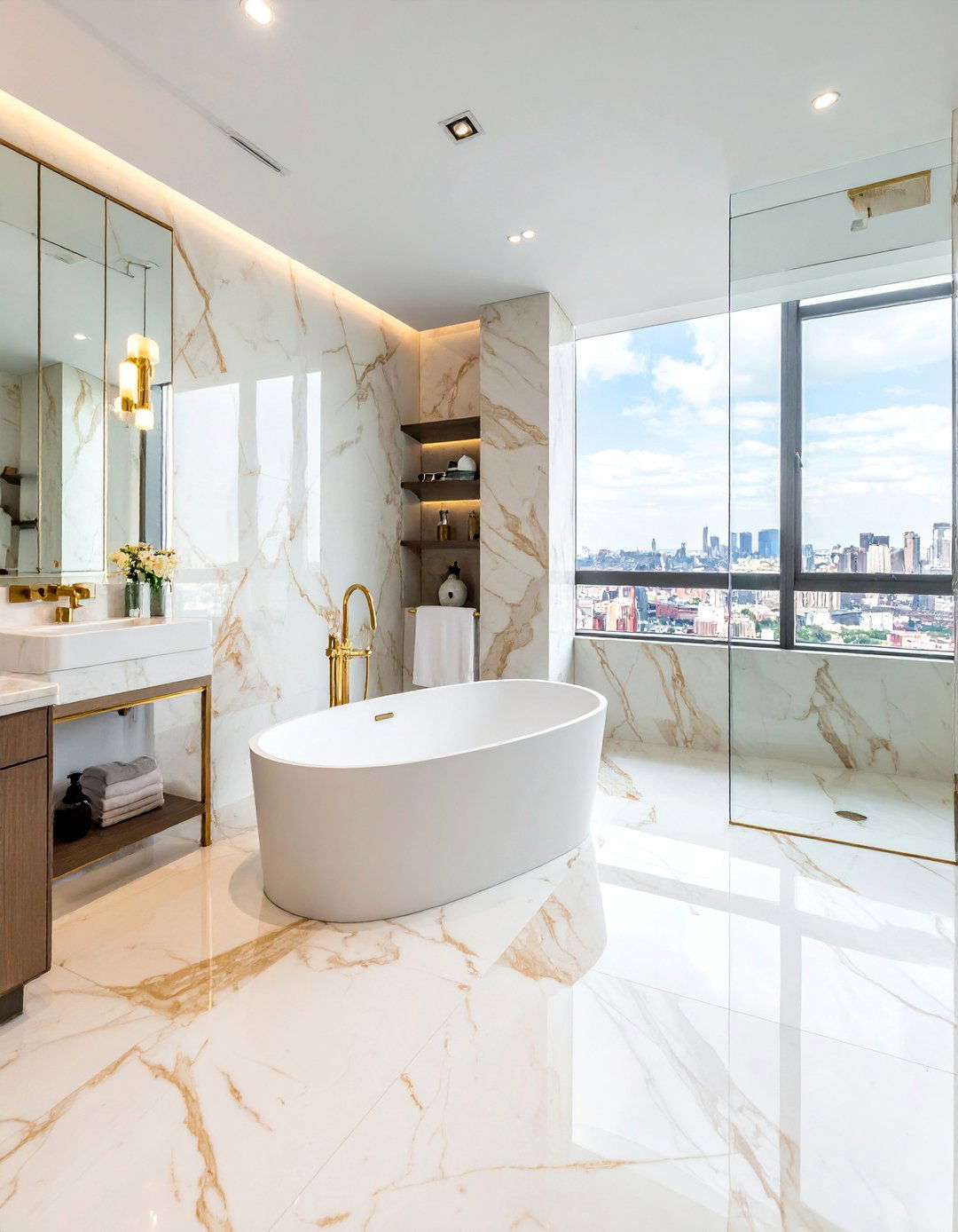 Penthouse Design Showcasing a Marble Clad Master Bathroom - 25 Penthouse Design Ideas for Luxurious Urban Living