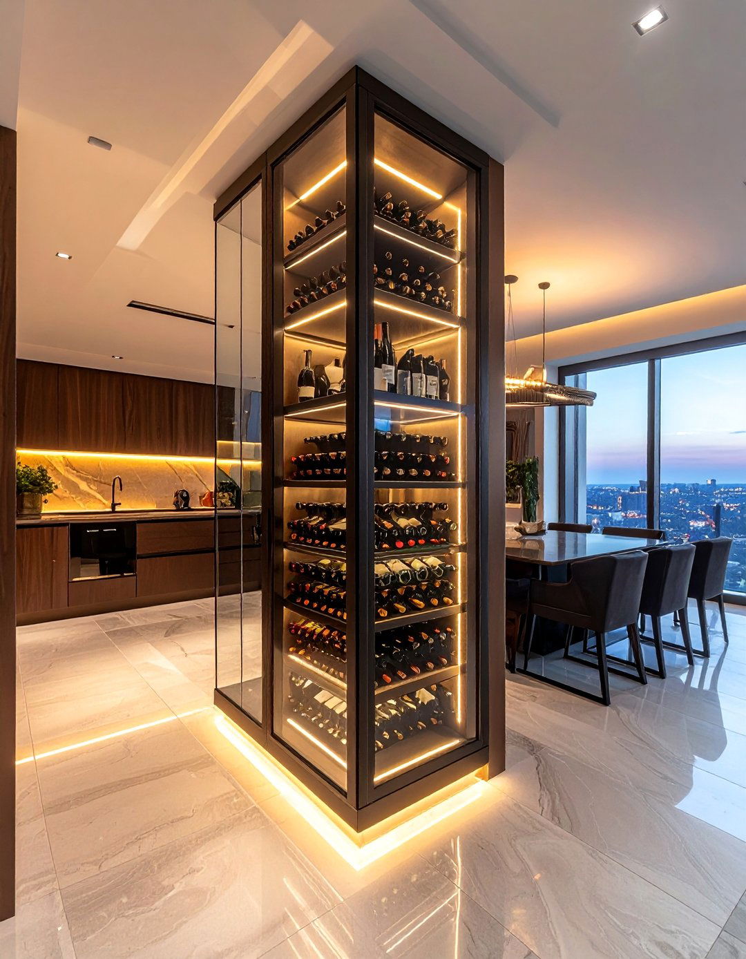 Penthouse Design with a Custom Wine Cellar Display - 25 Penthouse Design Ideas for Luxurious Urban Living