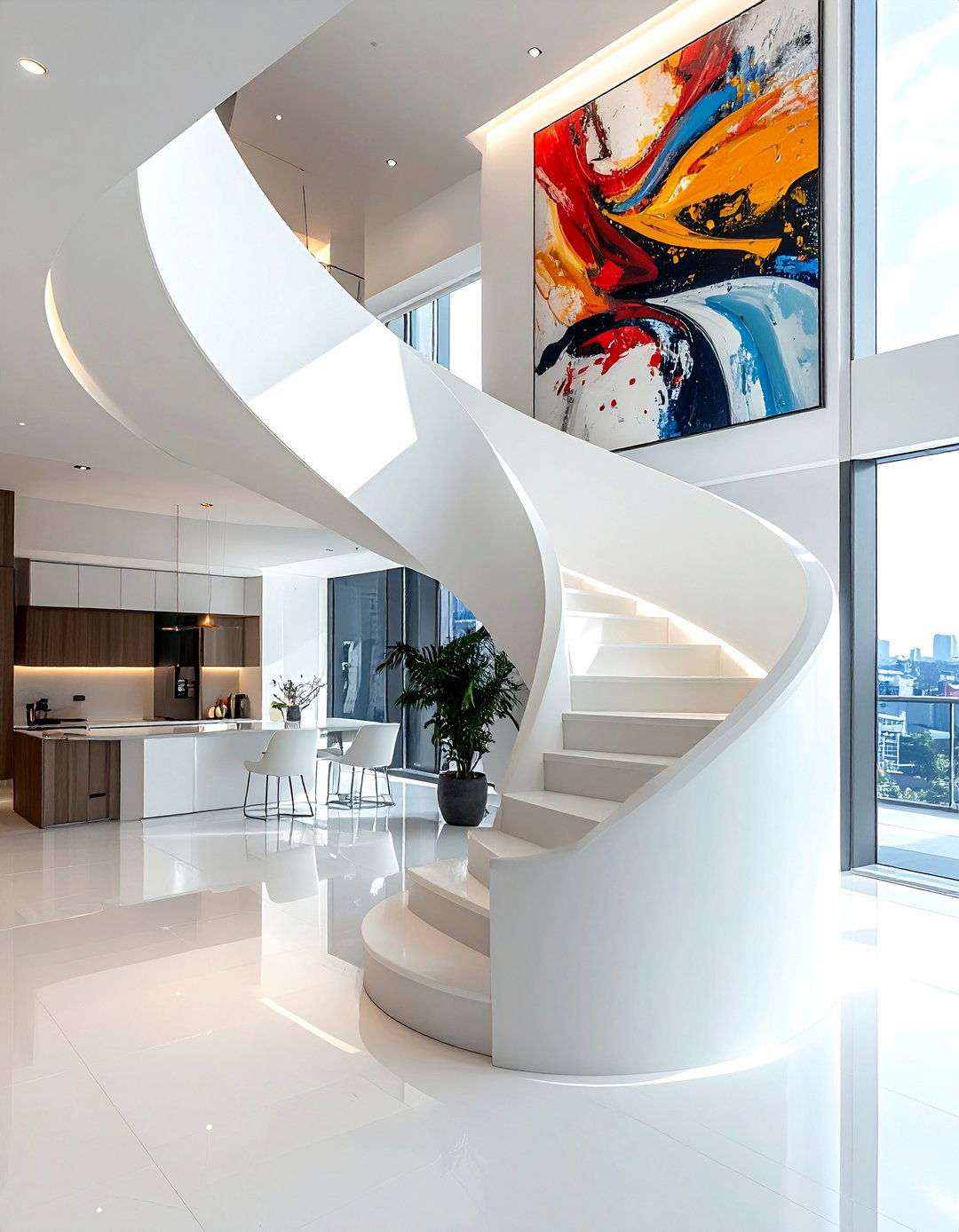 Penthouse Design with a Sculptural Staircase - 25 Penthouse Design Ideas for Luxurious Urban Living
