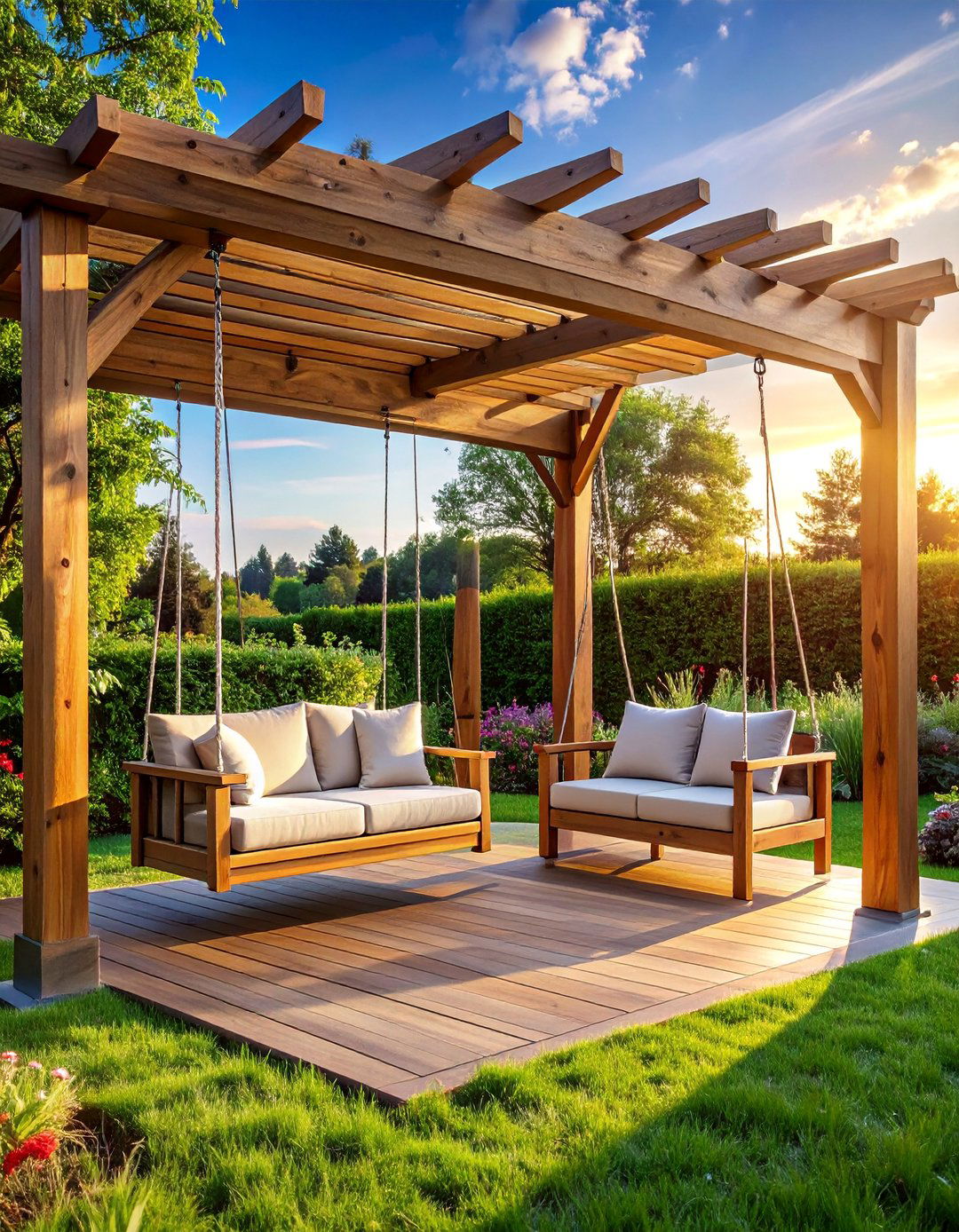Pergola Swing Haven - 40 Cozy Outdoor Seating Ideas for Your Backyard