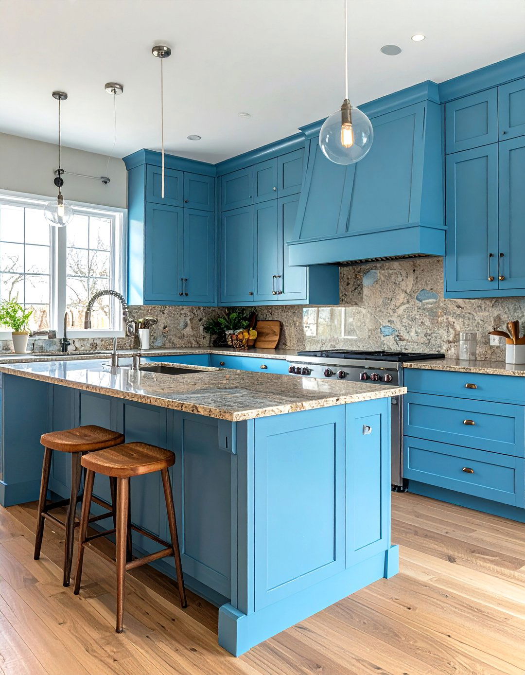 Periwinkle Blue Cabinets With Light Brown Granite Countertops - 20 Blue Kitchen Cabinets With Brown Granite Countertops Ideas