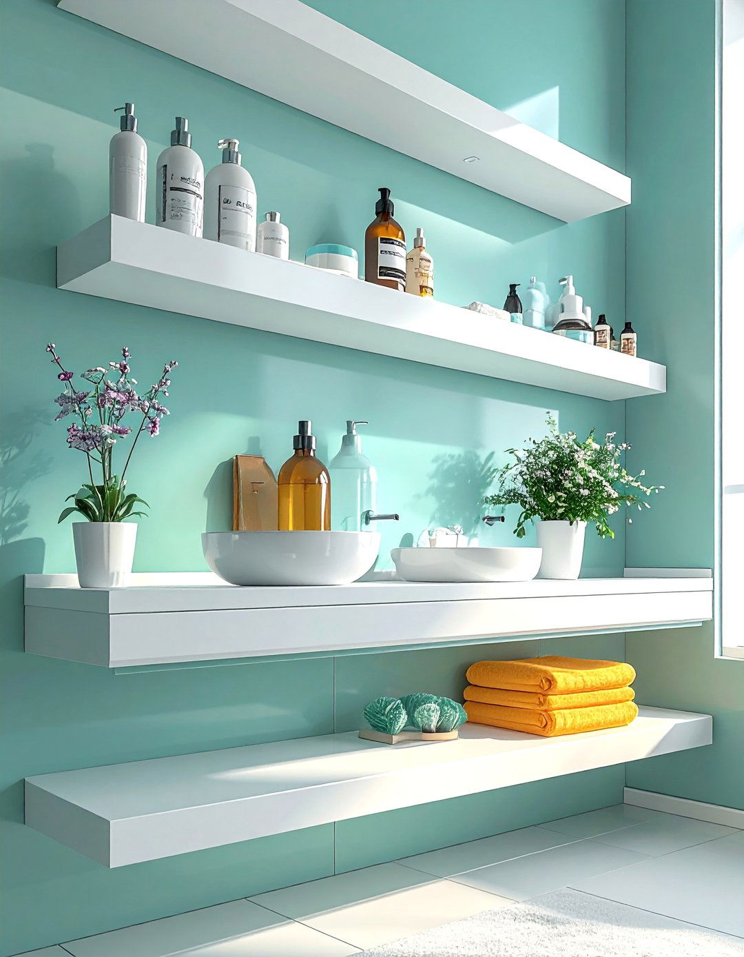 Picture Ledge Bathroom Shelves - 15 Bathroom Wall Storage Ideas for Organized Spaces