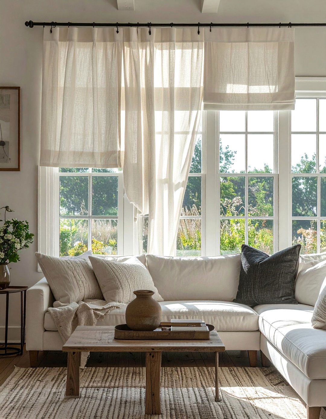 Pintuck Detailed Farmhouse Curtains - 40 Farmhouse Window Treatment Ideas for a Cozy Home