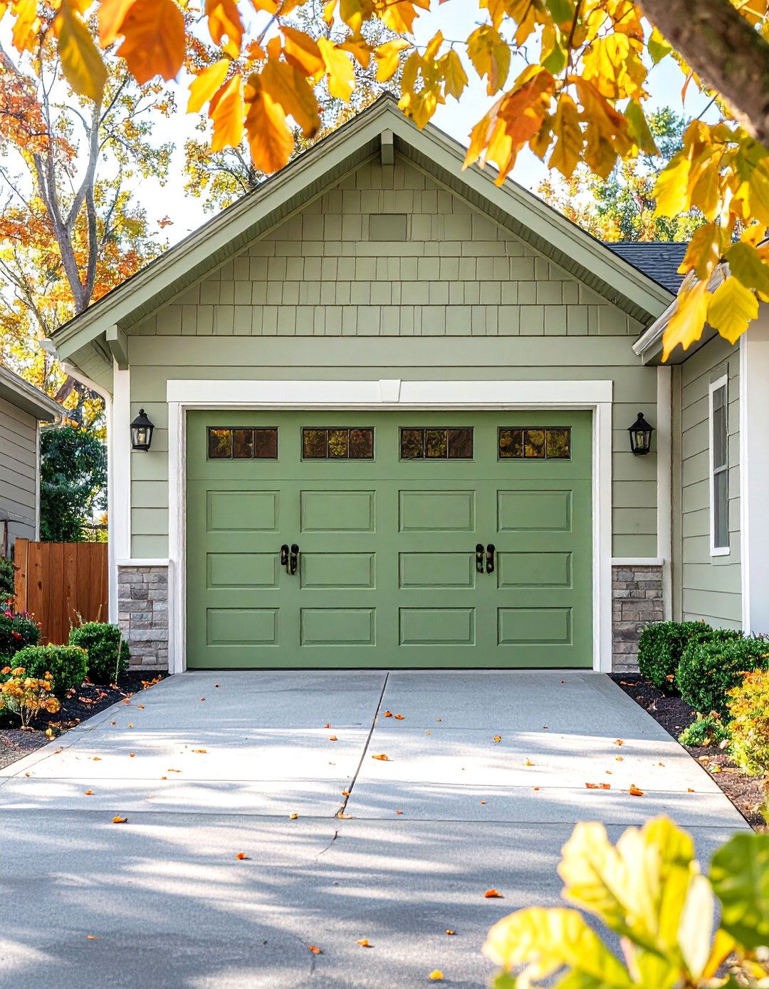 Pistachio Green Garage Door for Subtle Color - 20 Green Garage Door Ideas to Boost Curb Appeal