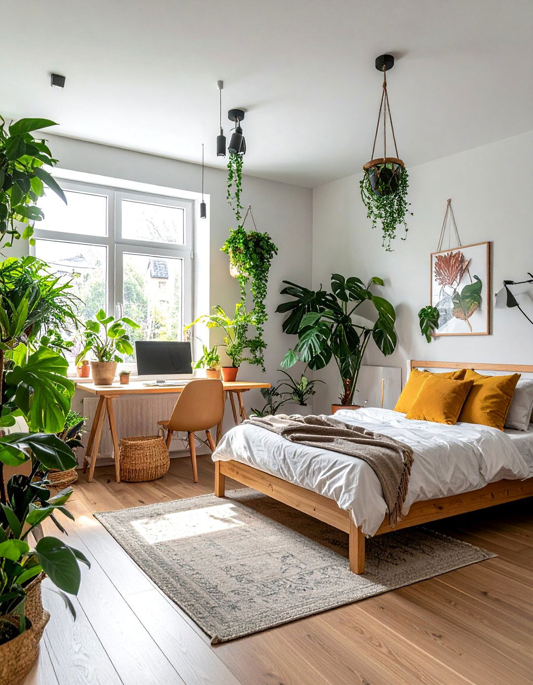Plant Filled Biophilic Office - 40 Bedroom Office Ideas for a Productive Space