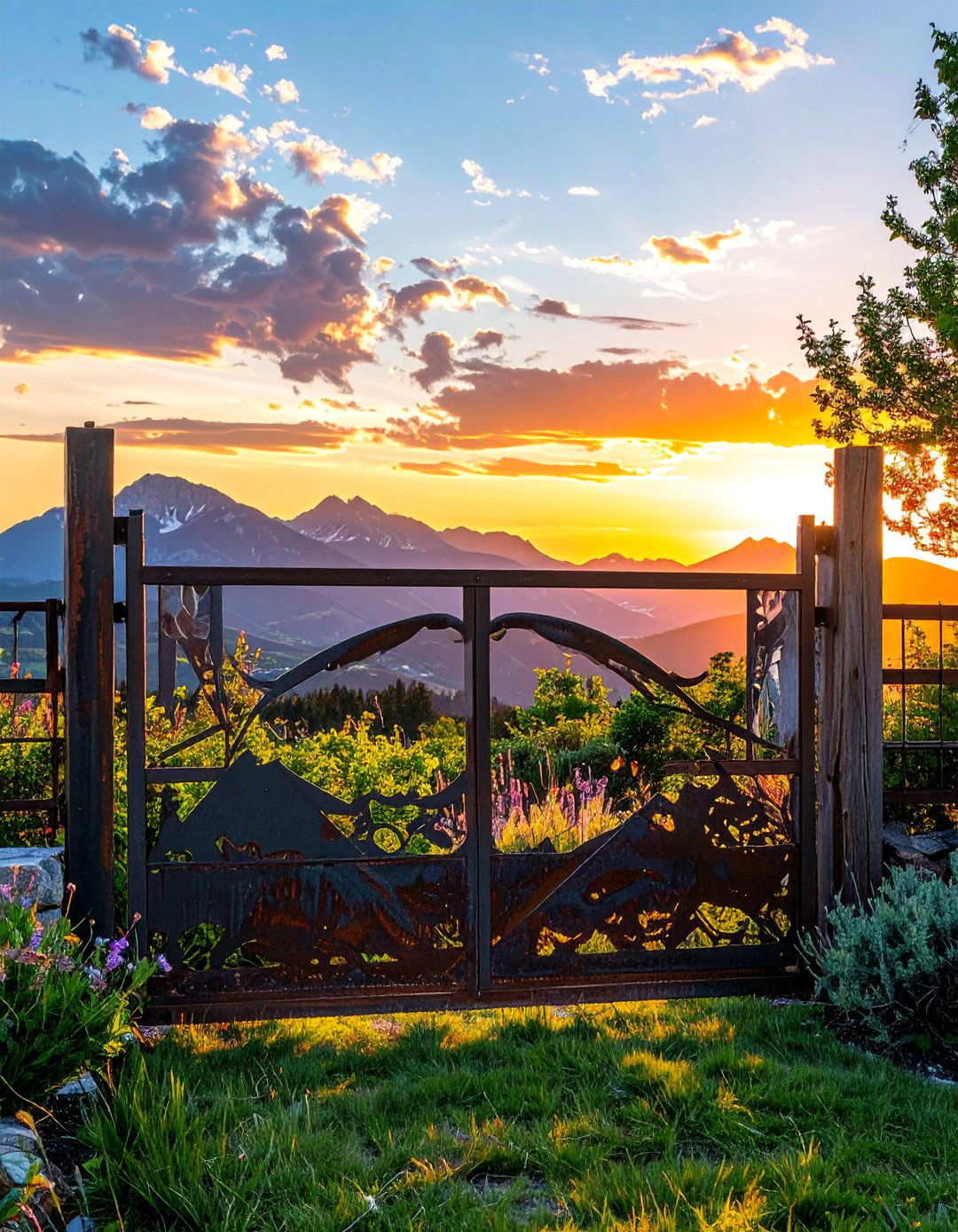 Plasma Cut Scenic Metal Garden Gate - 25 Metal Garden Gate Ideas for a Stylish Entrance