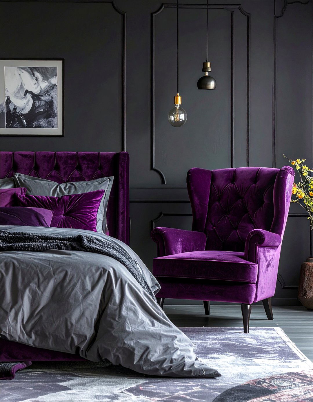 Plum and Charcoal Color Combination - 25 Dark Bedroom Ideas for a Cozy and Moody Retreat