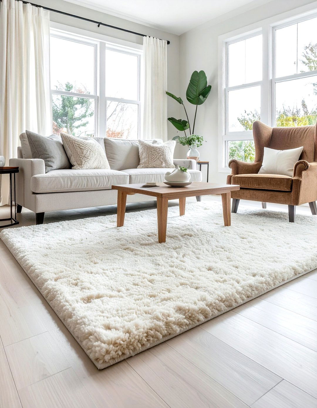 Plush High Pile Area Rugs - 40 Transitional Living Room Ideas for Modern Homes