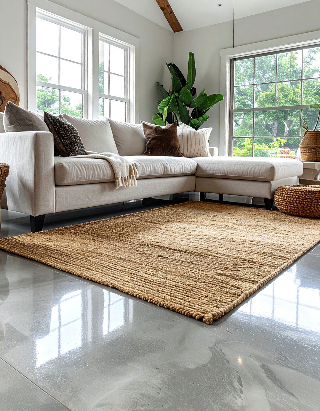 Polished Concrete Flooring - 40 Farmhouse Flooring Ideas to Enhance Your Home's Charm
