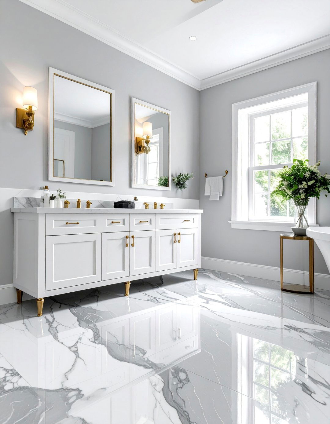 Polished Gray Marble Floor Bathroom - 25 Gray Floor Bathroom Ideas for a Modern and Sleek Look