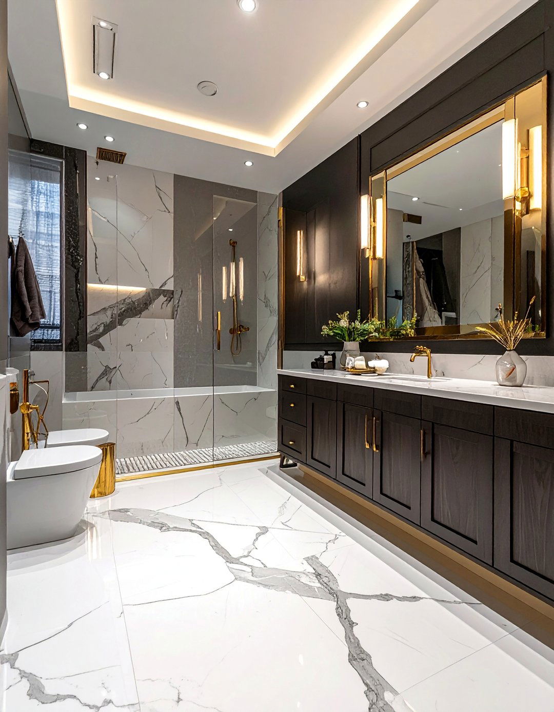 Polished Marble Powder Room Floor Tile - 25 Powder Room Floor Tile Ideas for a Stunning Look