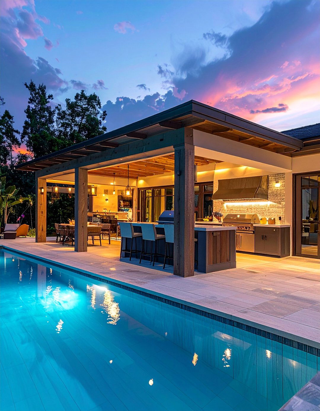 Pool House Outdoor Kitchen Integration - 25 Covered Outdoor Kitchen Ideas for Year-Round Cooking