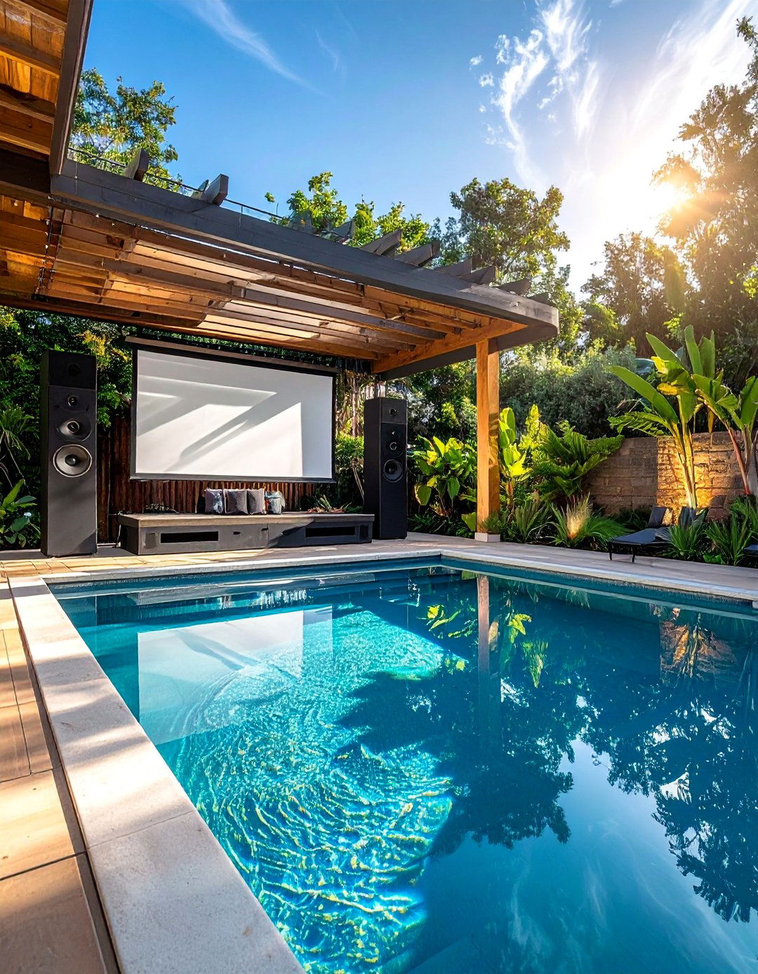Pool with Outdoor Entertainment System - 30 Luxury Swimming Pool Design Ideas for Your Backyard