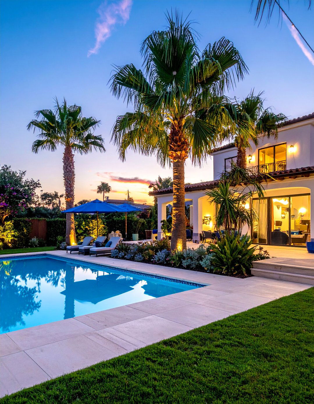 Poolside Extension Garden - 30 Front Yard Palm Tree Landscape Design Ideas