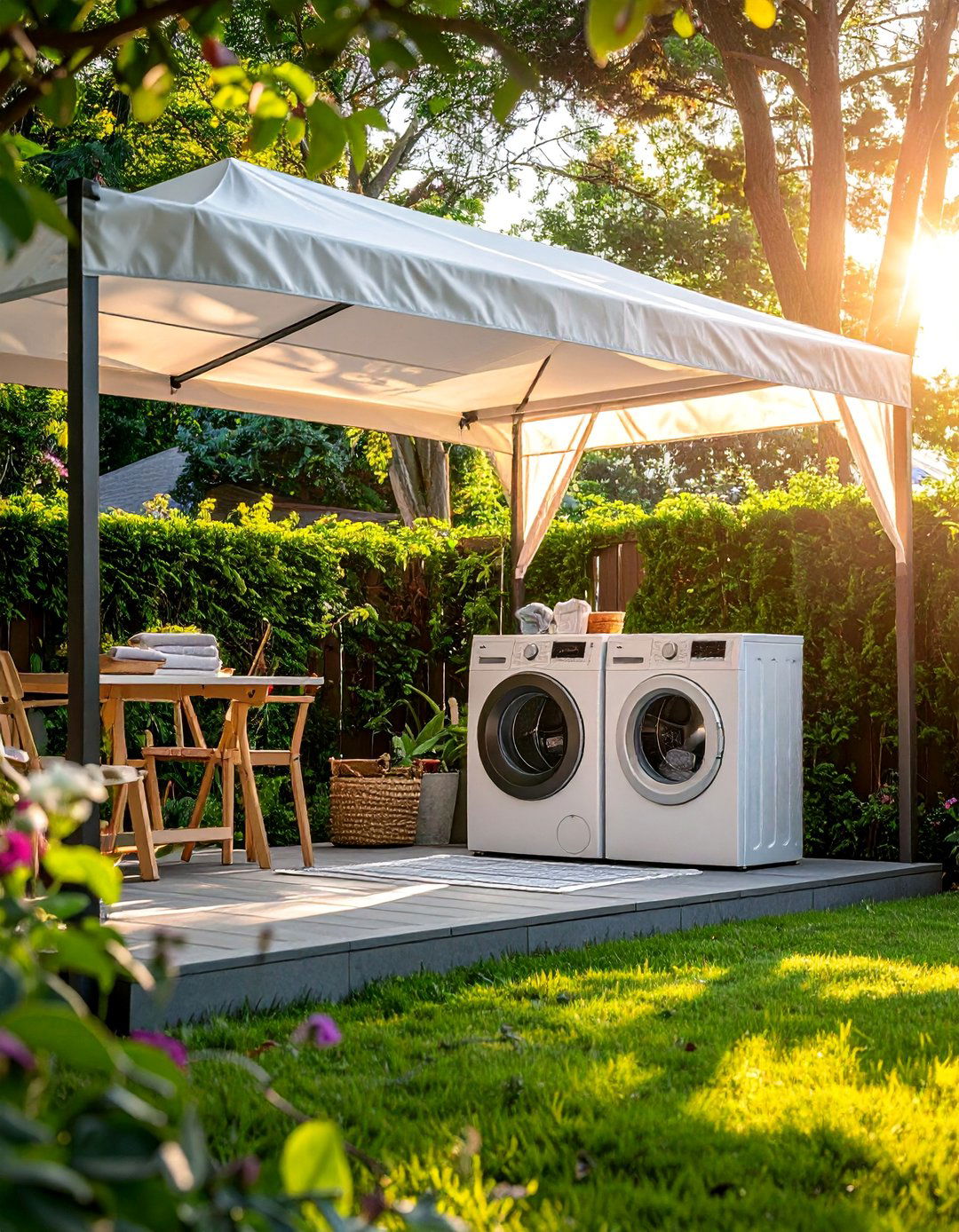 Pop Up Canopy Outdoor Laundry Solution - 30 Outdoor Laundry Room Ideas for Functionality