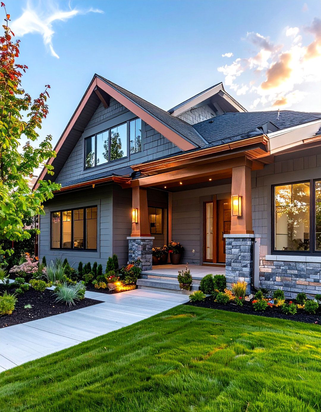 Porpoise Gray with Copper Accents - 40 Gray Exterior House Paint Ideas for Modern Homes