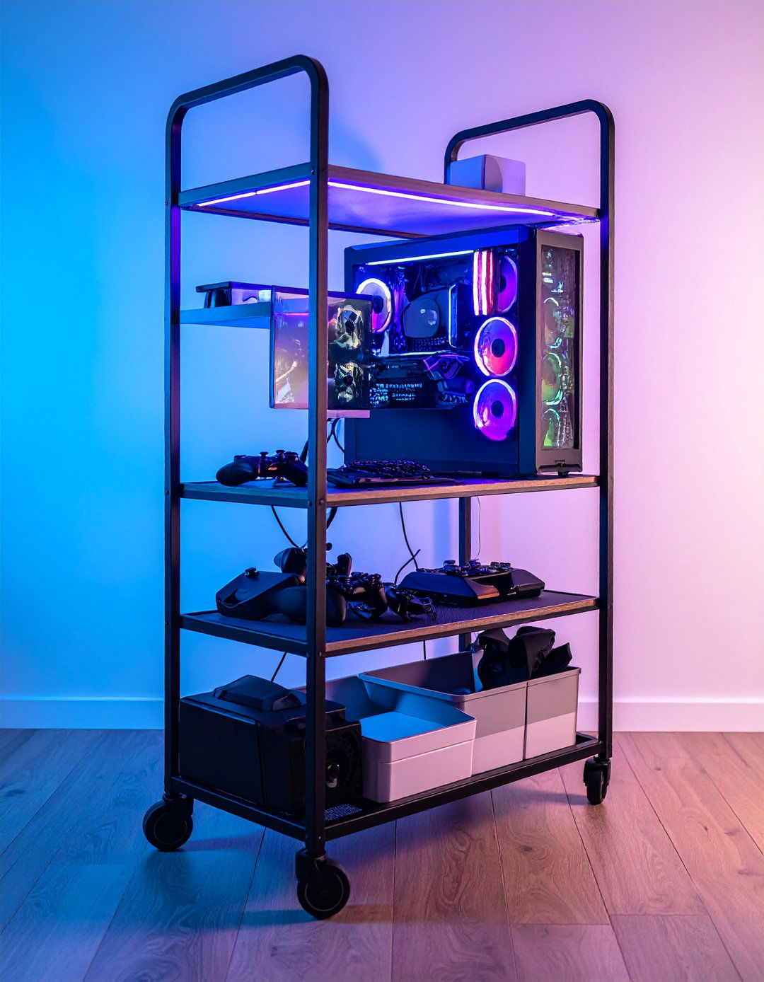 Portable Gaming Cart Setup - 25 Small Game Room Ideas for Fun and Functionality
