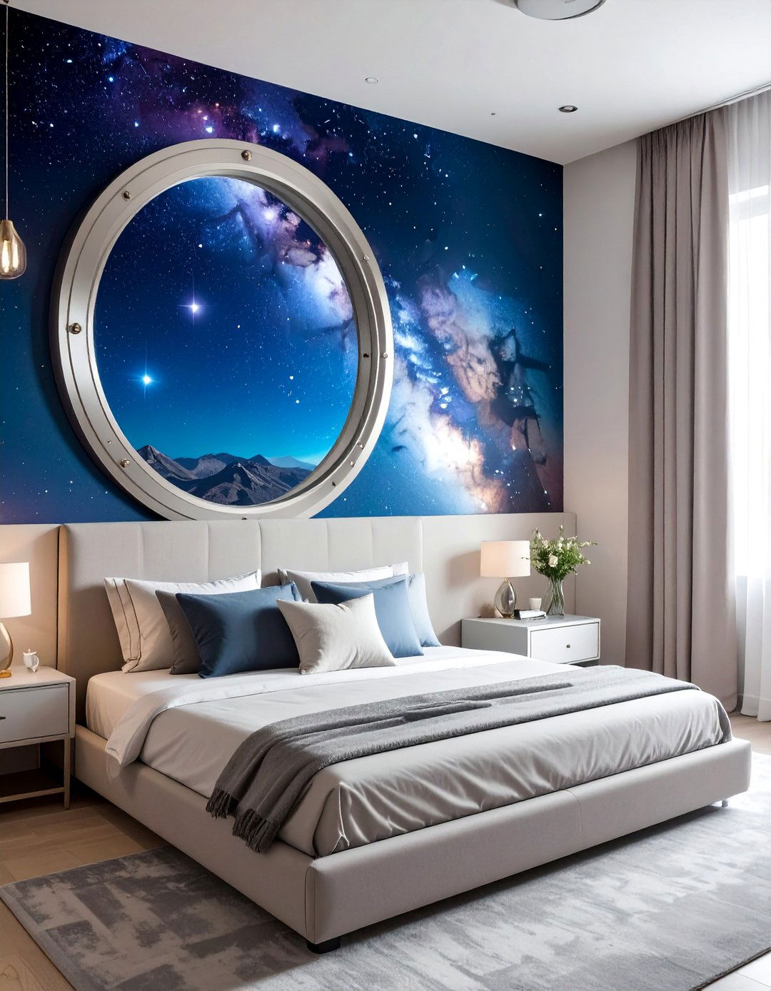 Porthole Window Wall Mirror - 20 Galaxy Space-themed Bedroom Ideas for Dreamers