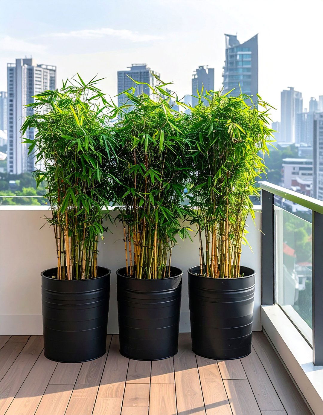 Privacy Screen Bucket Garden with Tall Plants - 20 Bucket Garden Ideas for Creative Small Spaces