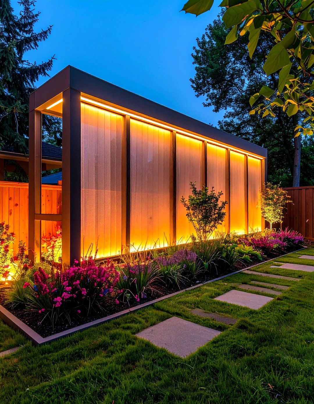 Privacy Screen Integration - 40 Garden Lighting Ideas to Illuminate Your Outdoor Space