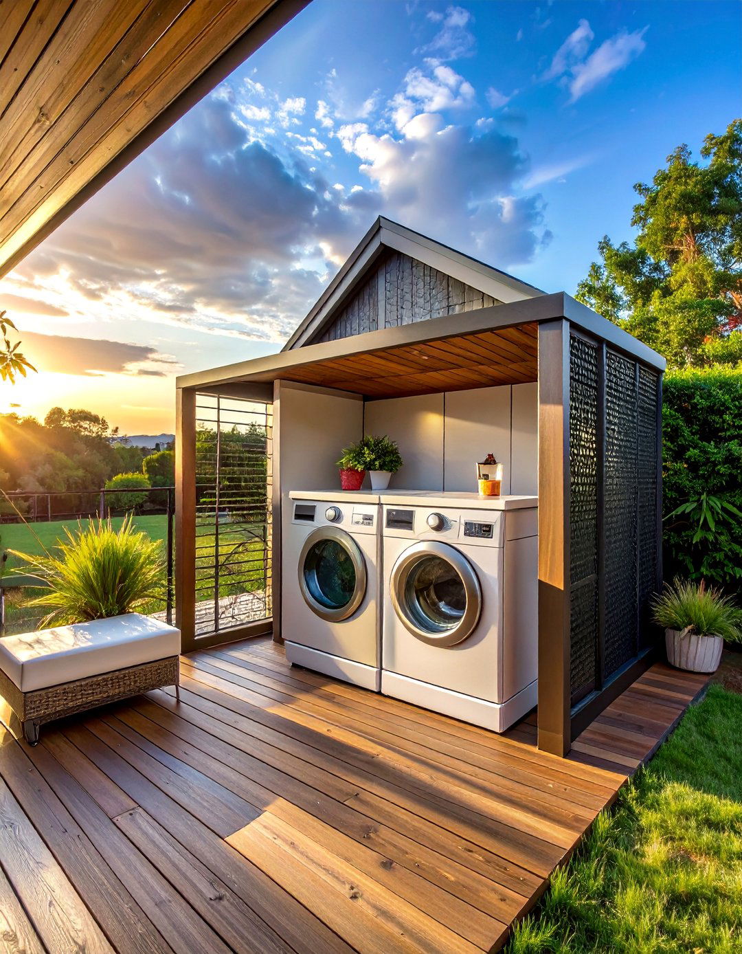 Privacy Screen Outdoor Laundry Alcove - 30 Outdoor Laundry Room Ideas for Functionality