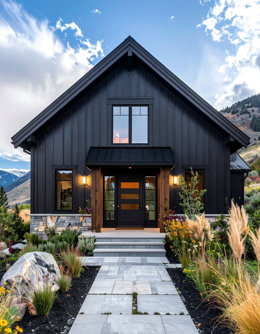 Prominent A Frame Gables - 40 Black Modern Farmhouse Exterior Design Ideas for a Sleek Look