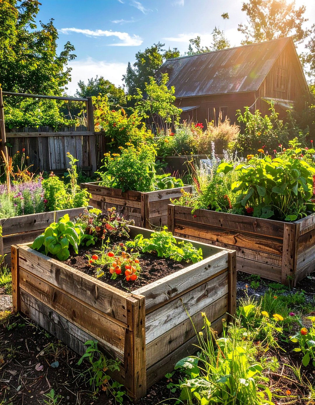 Raised Garden Beds from Reclaimed Wood - 30 Rustic Landscaping Ideas to Transform Your Outdoor Space