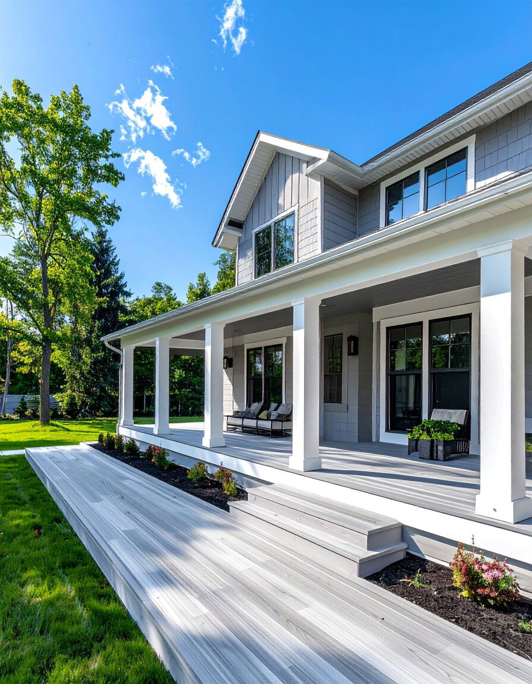 Raised Ranch Front Porch with Composite Decking - 25 Raised Ranch Front Porch Ideas for Curb Appeal