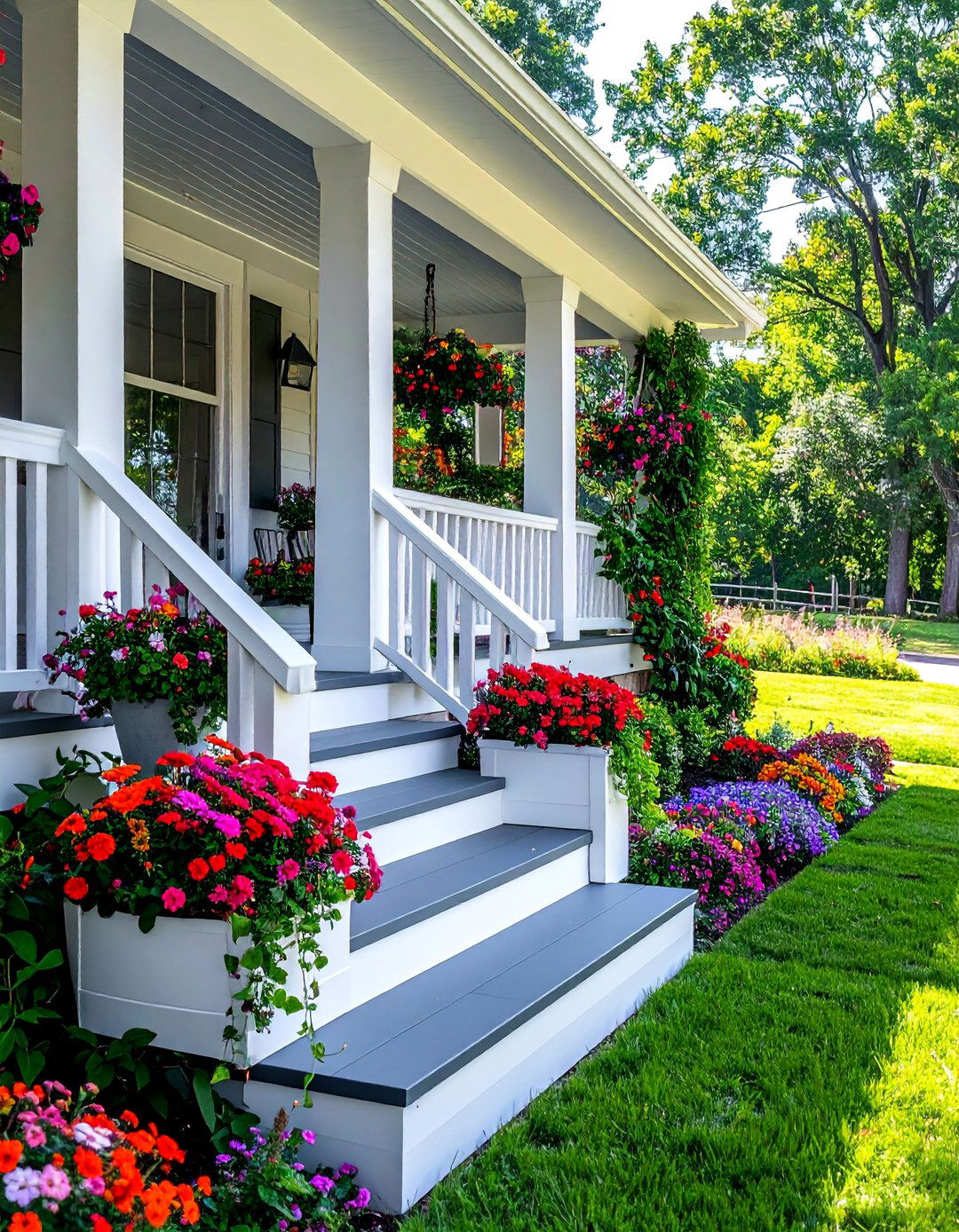 Raised Ranch Front Porch with Integrated Planters - 25 Raised Ranch Front Porch Ideas for Curb Appeal