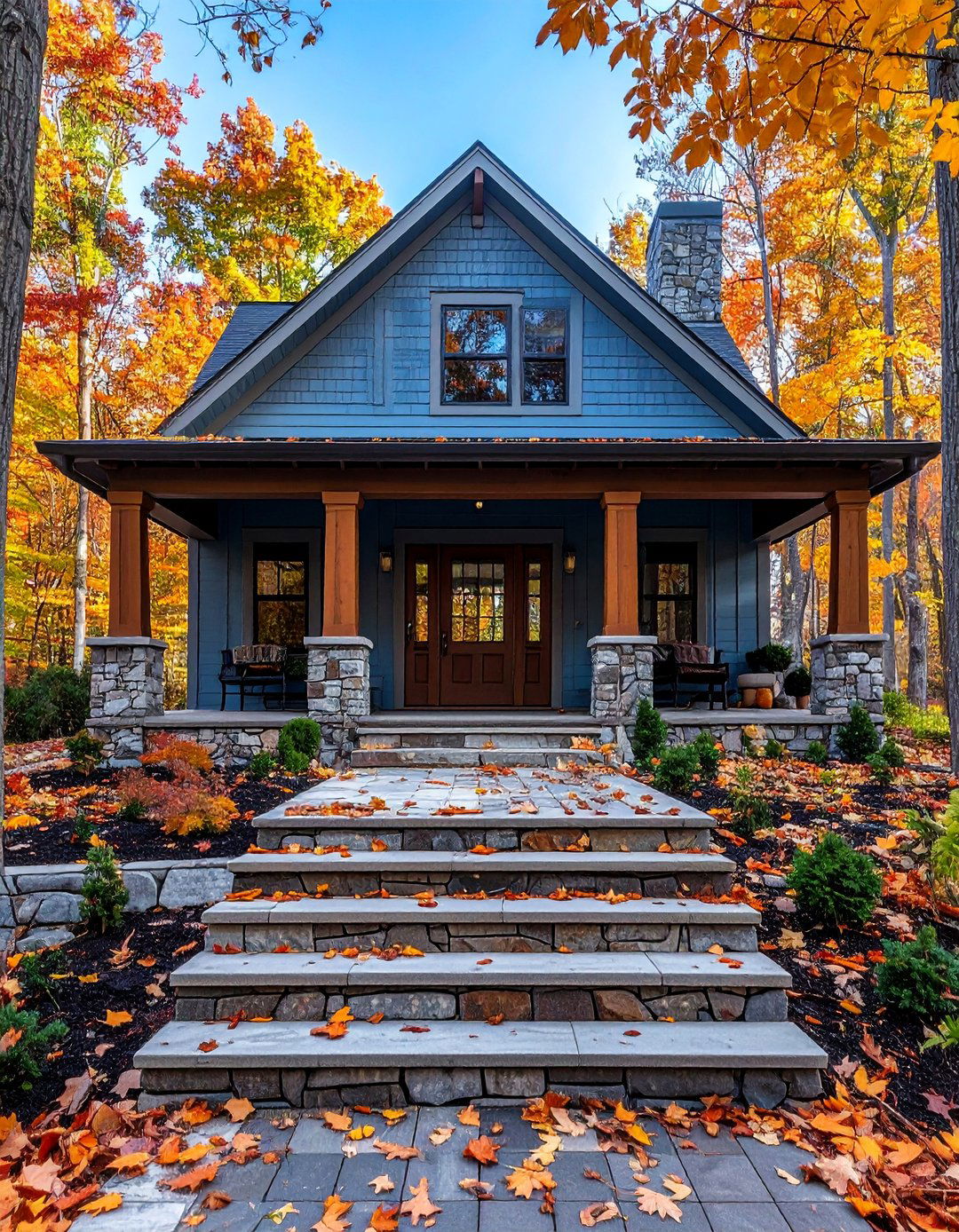 Raised Ranch Front Porch with Stone Veneer Accents - 25 Raised Ranch Front Porch Ideas for Curb Appeal