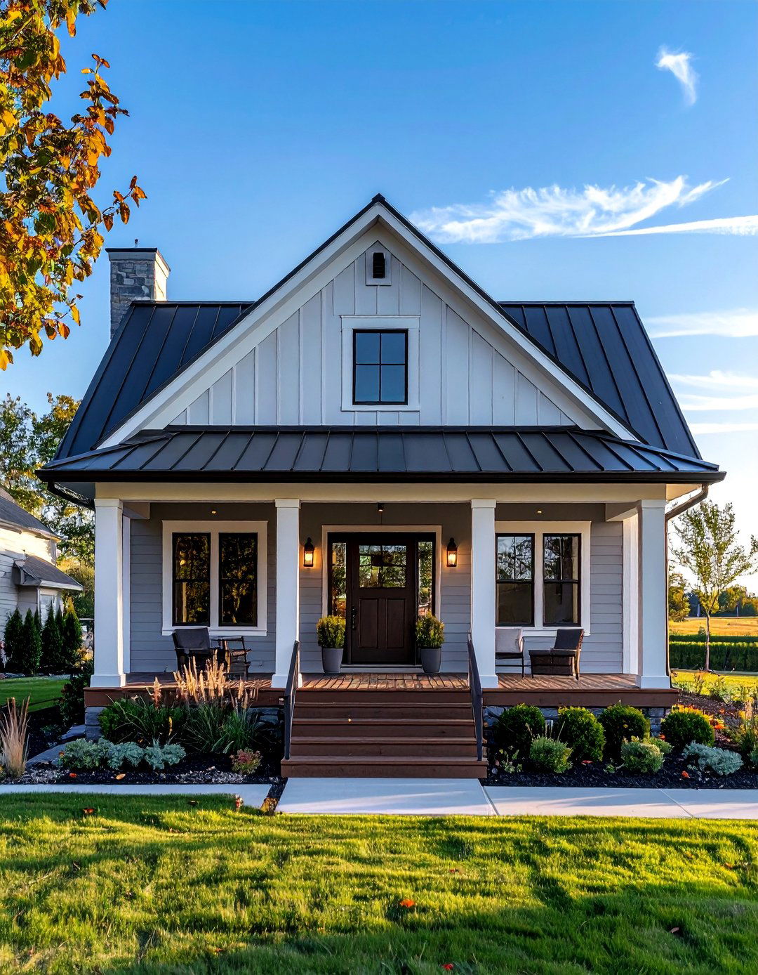 Raised Ranch Front Porch with a Metal Roof