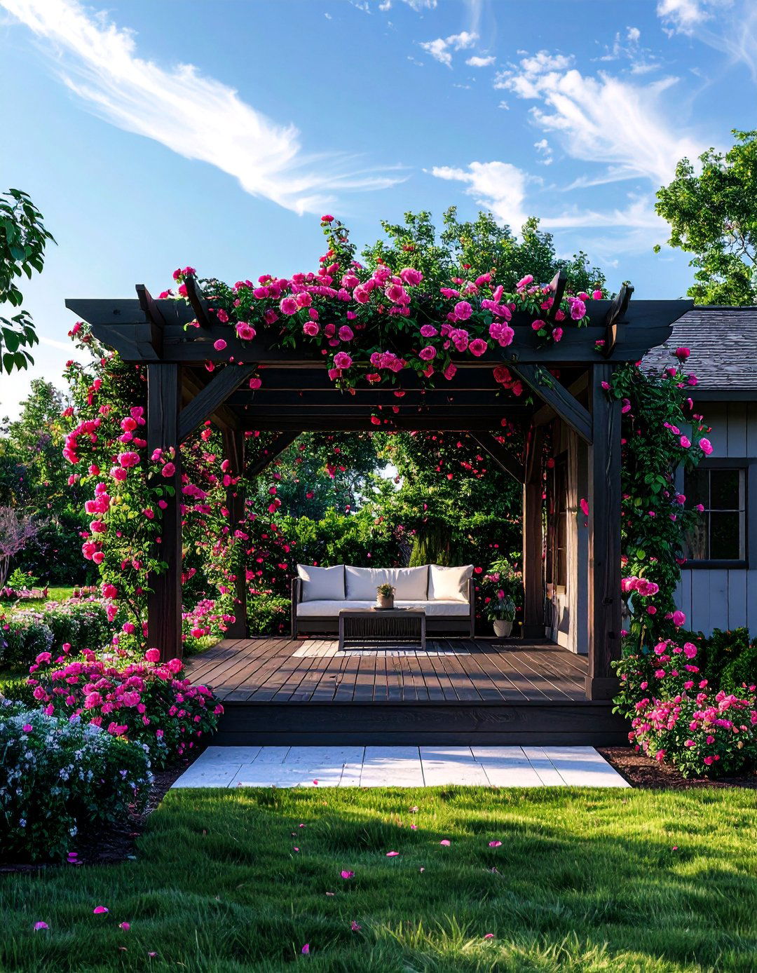 Raised Ranch Front Porch with a Pergola - 25 Raised Ranch Front Porch Ideas for Curb Appeal