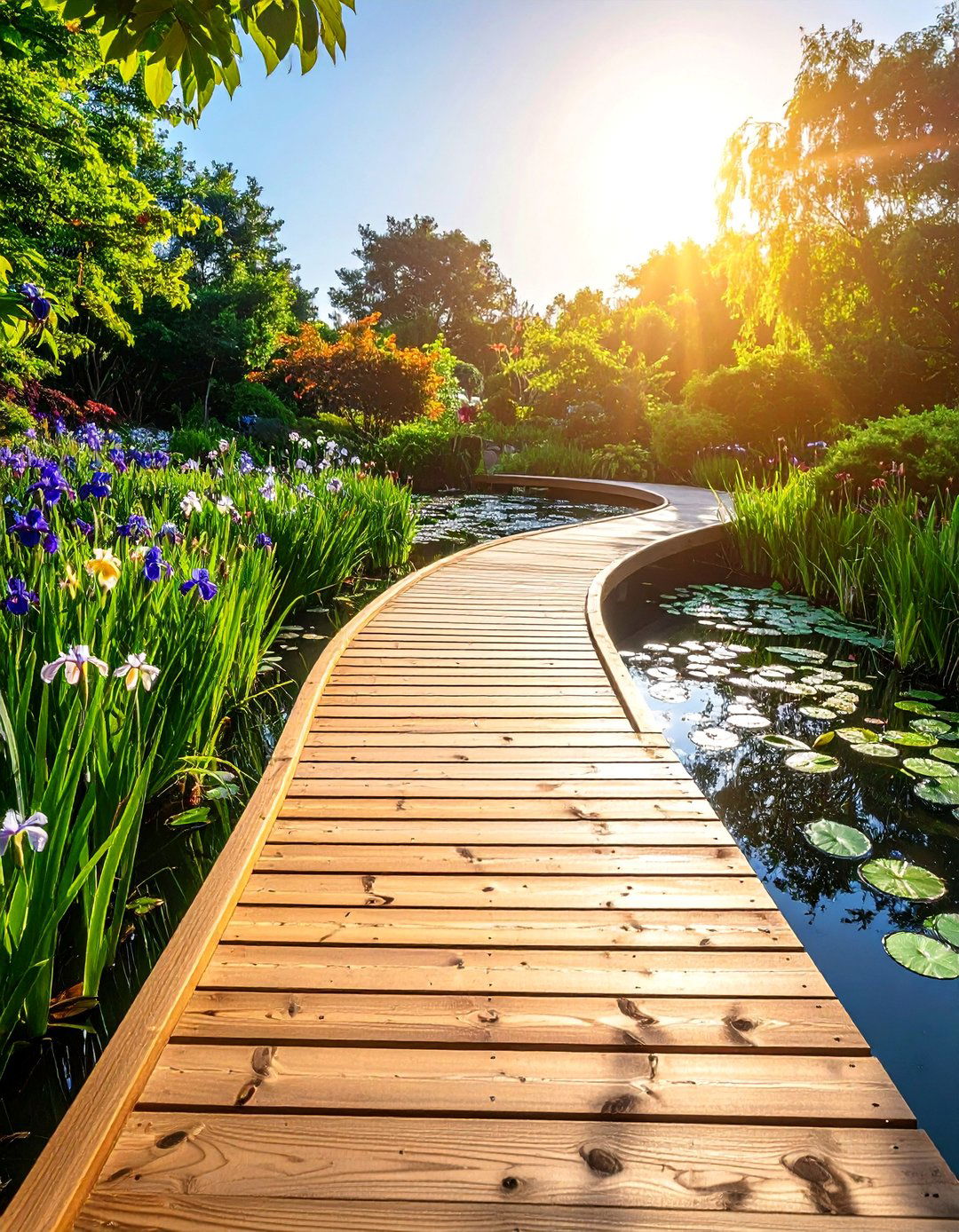 Raised Wooden Boardwalk Garden Path - 30 Garden Path Ideas to Enhance Your Outdoor Space