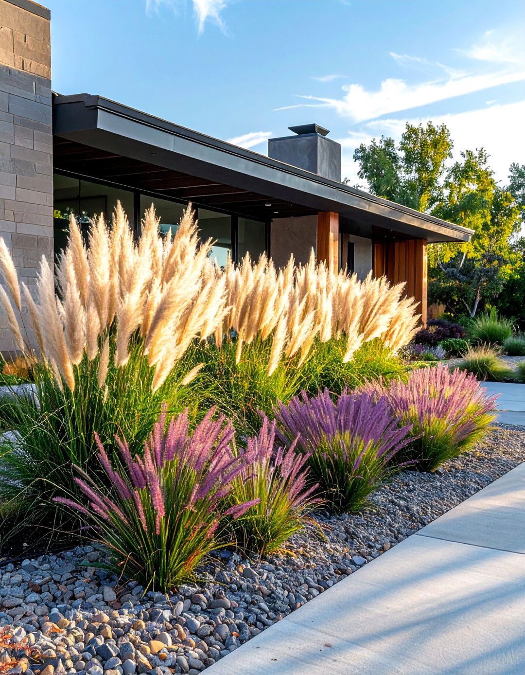 Ranch House Landscaping with Ornamental Grasses - 30 Ranch House Landscaping Ideas for Curb Appeal